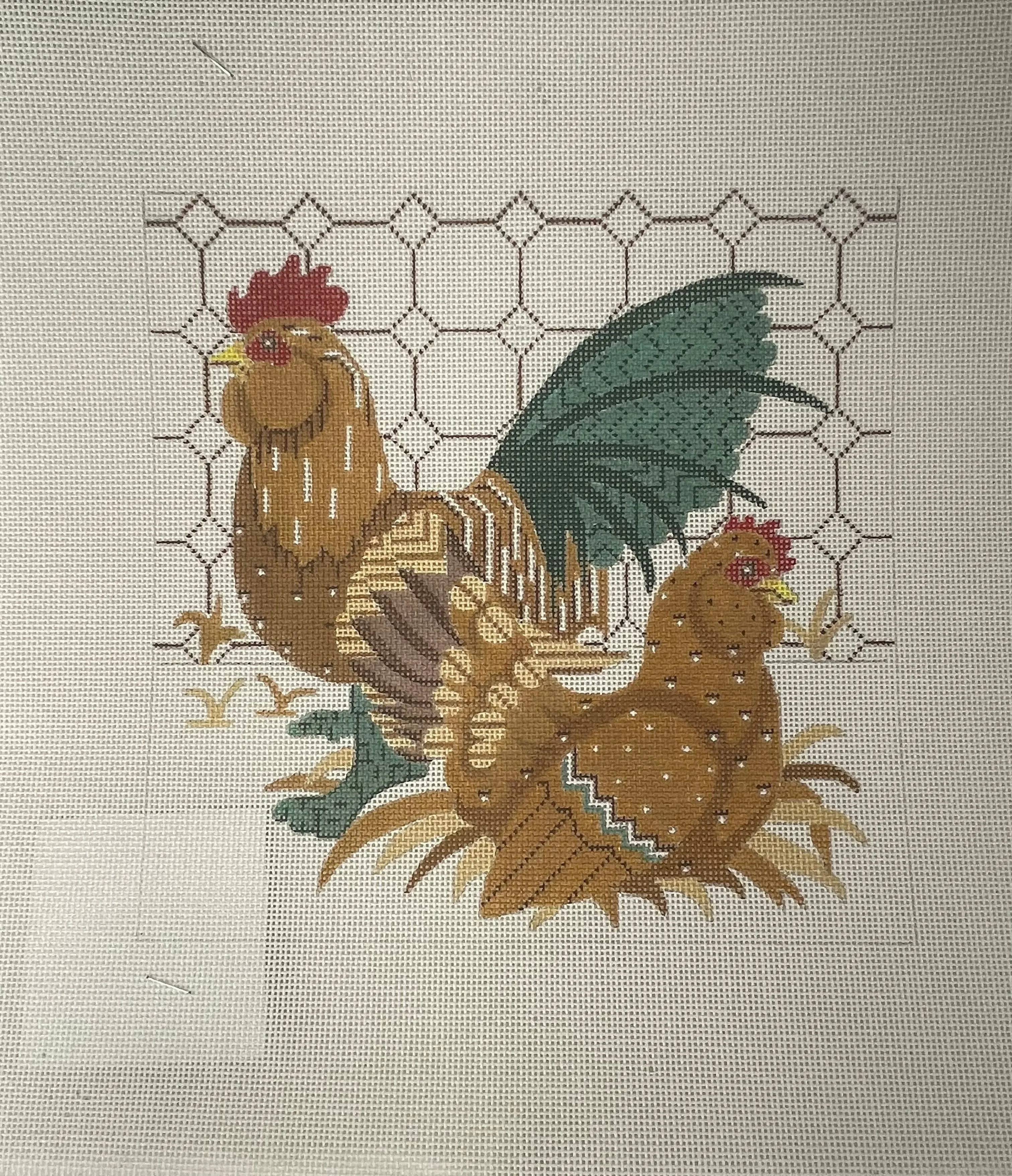 * CBK Needlepoint MN2024 Brown Chickens