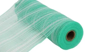 10" Farmhouse Stripe Faux Jute Mesh: Mint Green, White (10 Yards) RY8344Y6