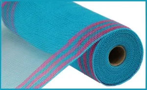10" Faux Jute/Pp/Border Stripe: Turquoise, Hot Pink (10 Yards) RY8325F9