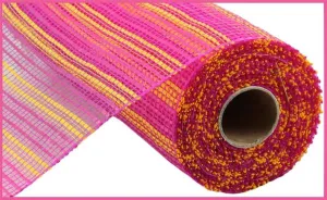 10" Horizontal Wide Stripe Mesh: Hot Pink, Yellow (10 Yards) RE8902WM