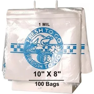 10X8 inches Deli Bags Slide Seal Printed Fresh To Go One Color 1 Mil LDPE