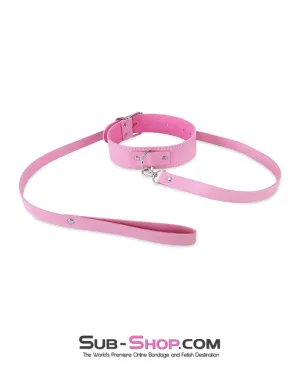 1104DL      Petite Princess Slim Pink Bondage Collar and Leash Set