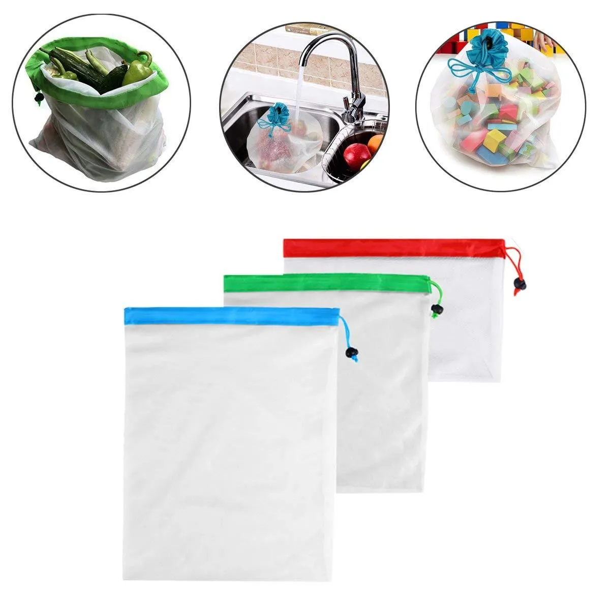 12pcs Reusable Mesh Produce Bags