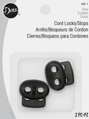 2 Cord Stops Black -- Dritz