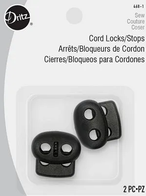2 Cord Stops Black -- Dritz