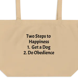 2 Steps to Happiness - Obedience X-Large Tote/ Shopping Bags