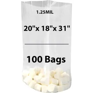 20X18X31 inches Gusseted Poly Bags Clear 1.25 Mil Low Density LDPE