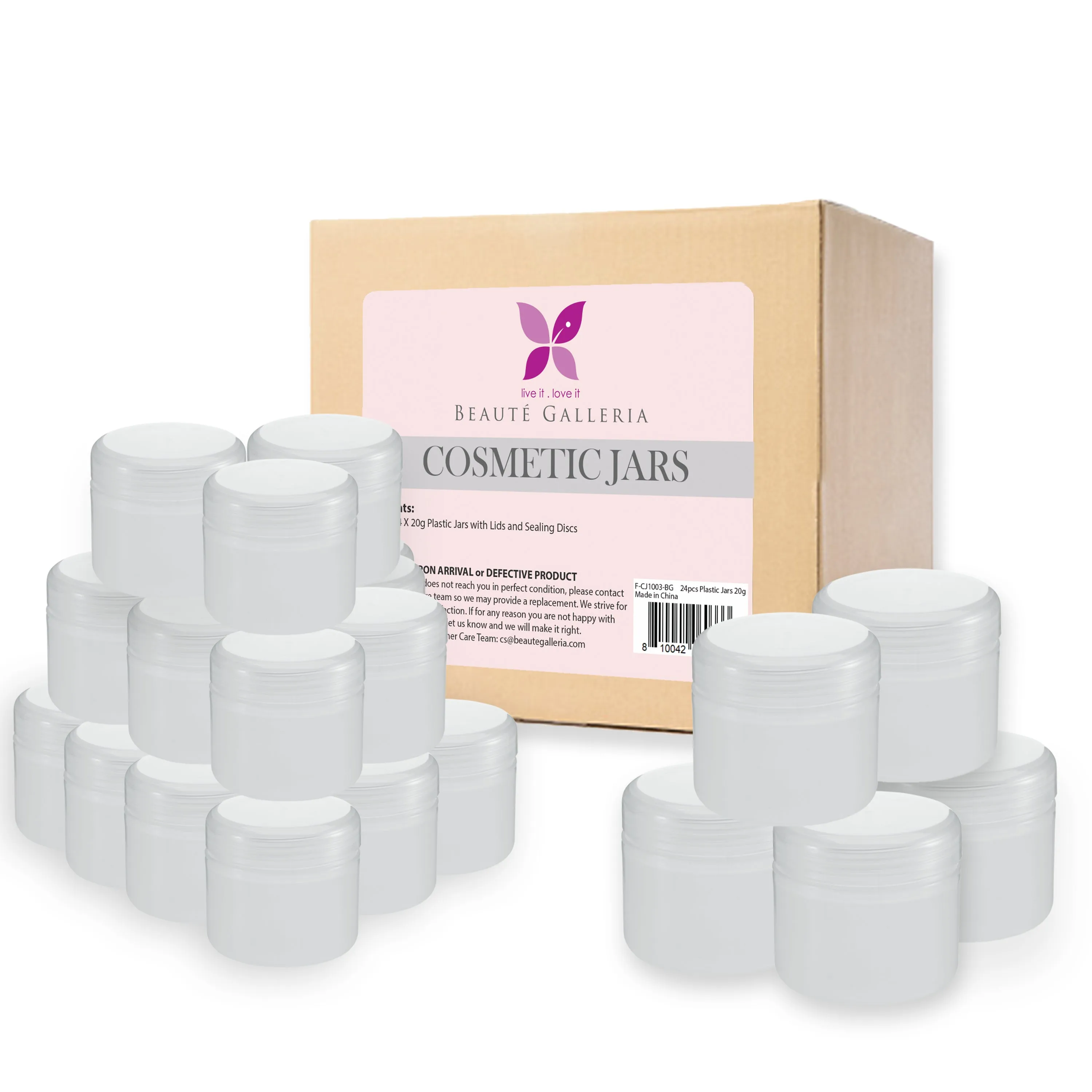 24 Pack White Translucent Cosmetic Plastic Cream Jars Containers with Lids and Sealing Discs