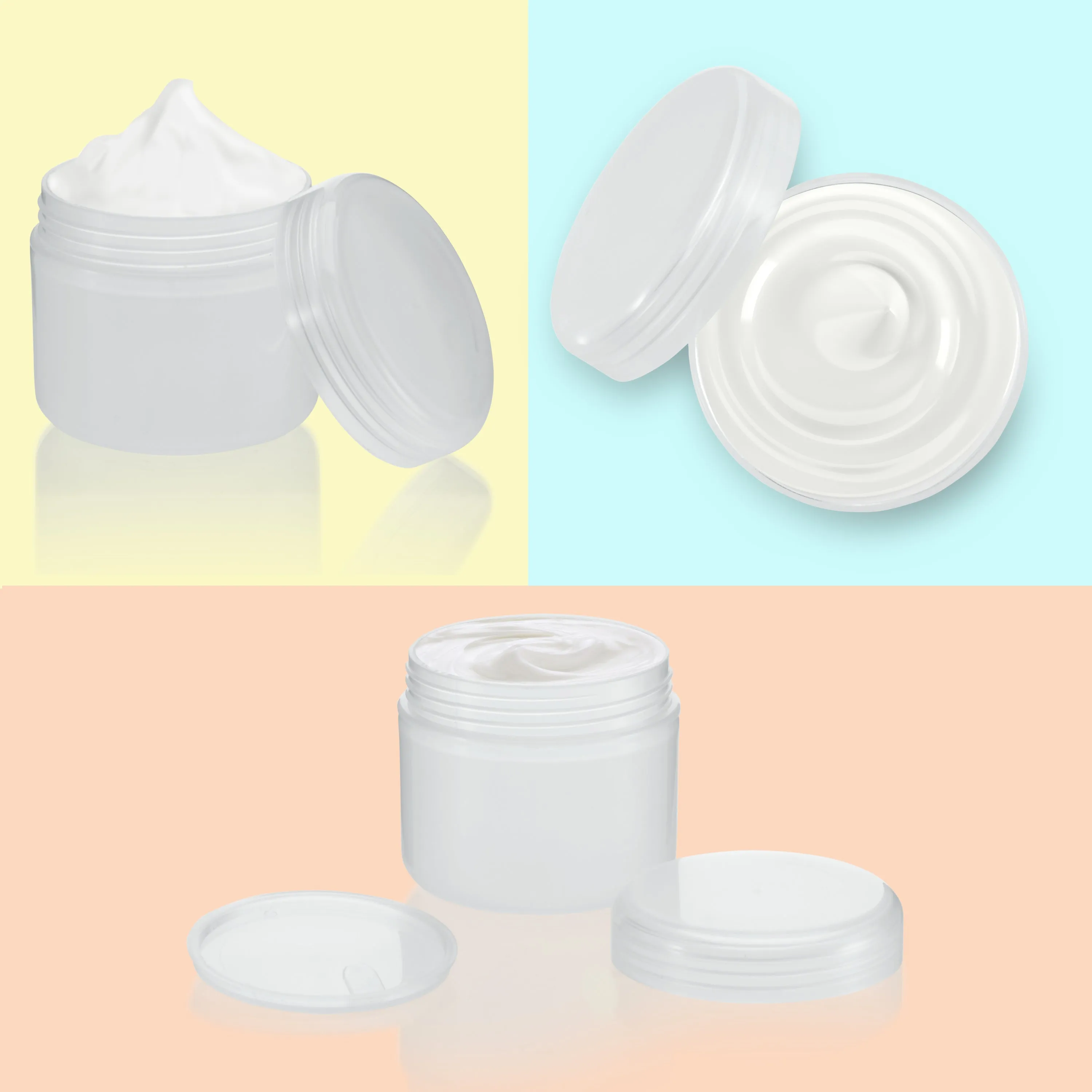 24 Pack White Translucent Cosmetic Plastic Cream Jars Containers with Lids and Sealing Discs