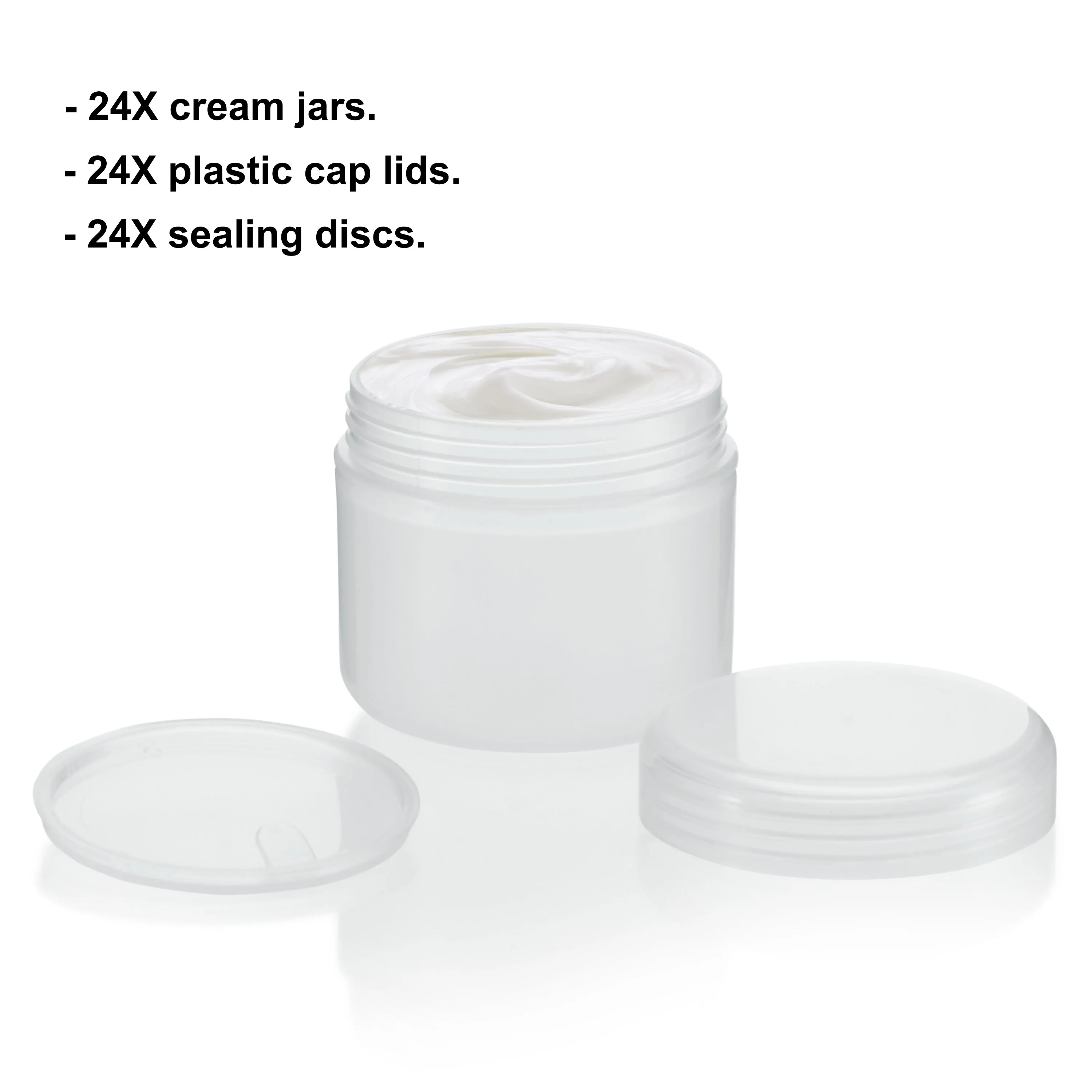 24 Pack White Translucent Cosmetic Plastic Cream Jars Containers with Lids and Sealing Discs