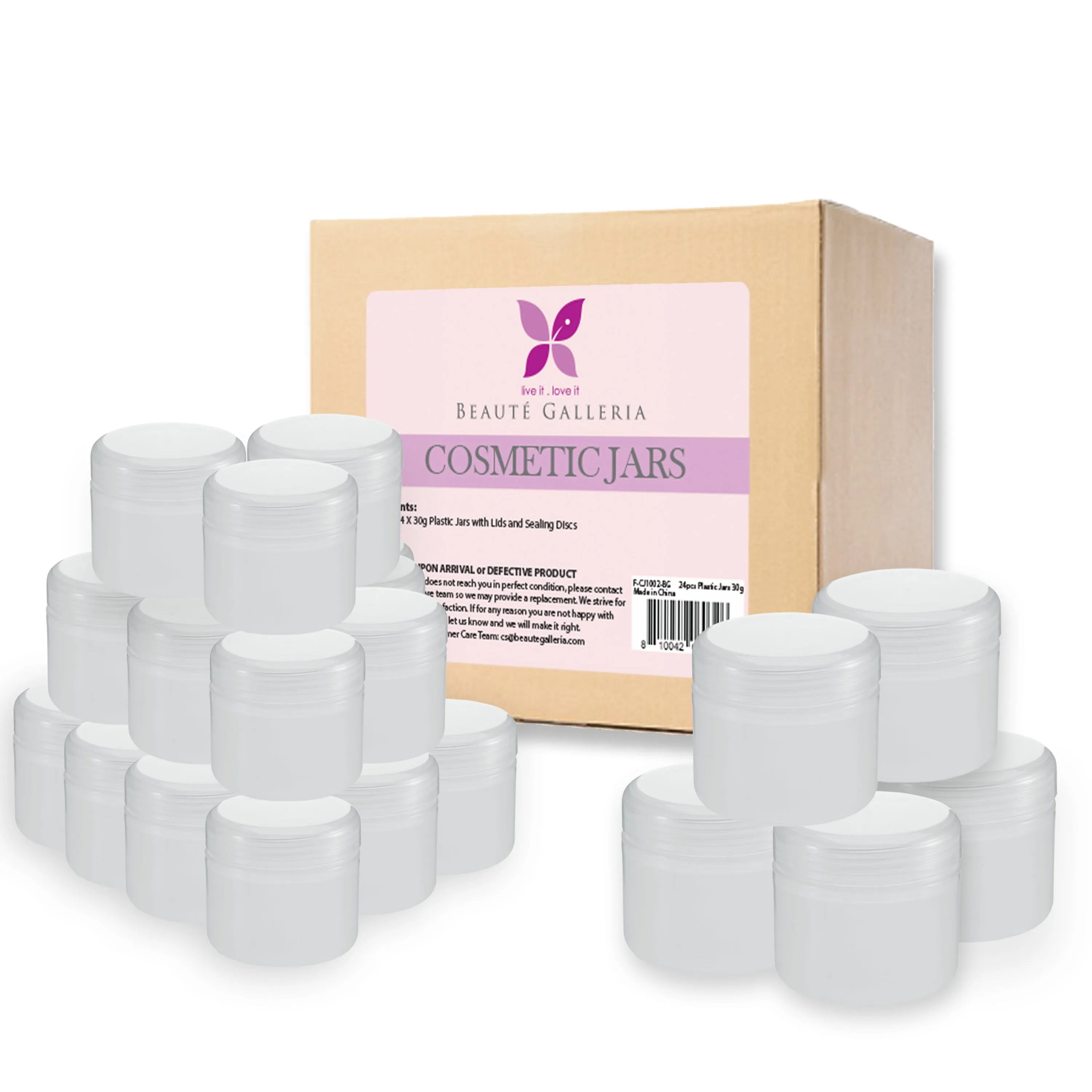 24 Pack White Translucent Cosmetic Plastic Cream Jars Containers with Lids and Sealing Discs