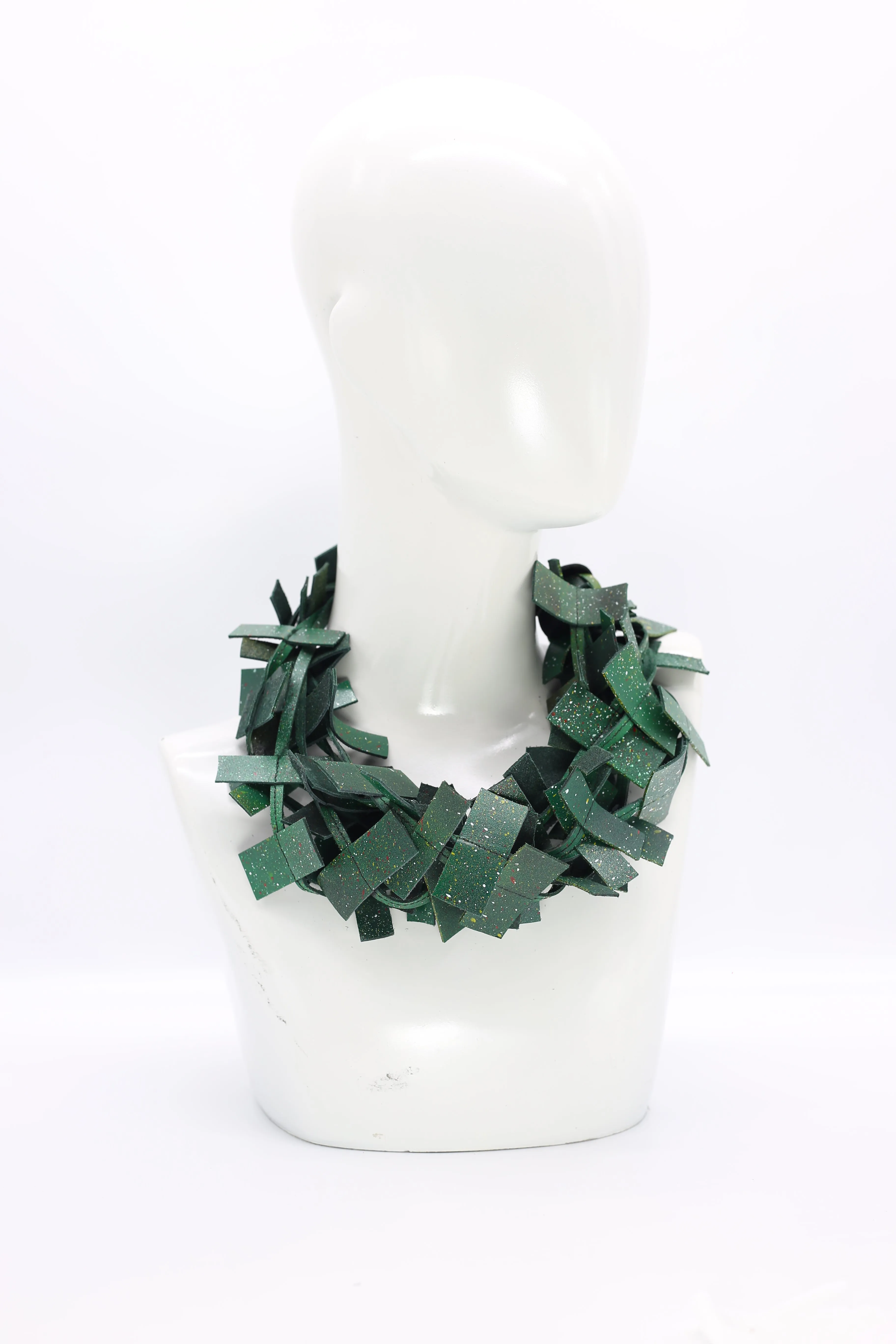 3-strand Recycled Leather Necklaces - Hand painted
