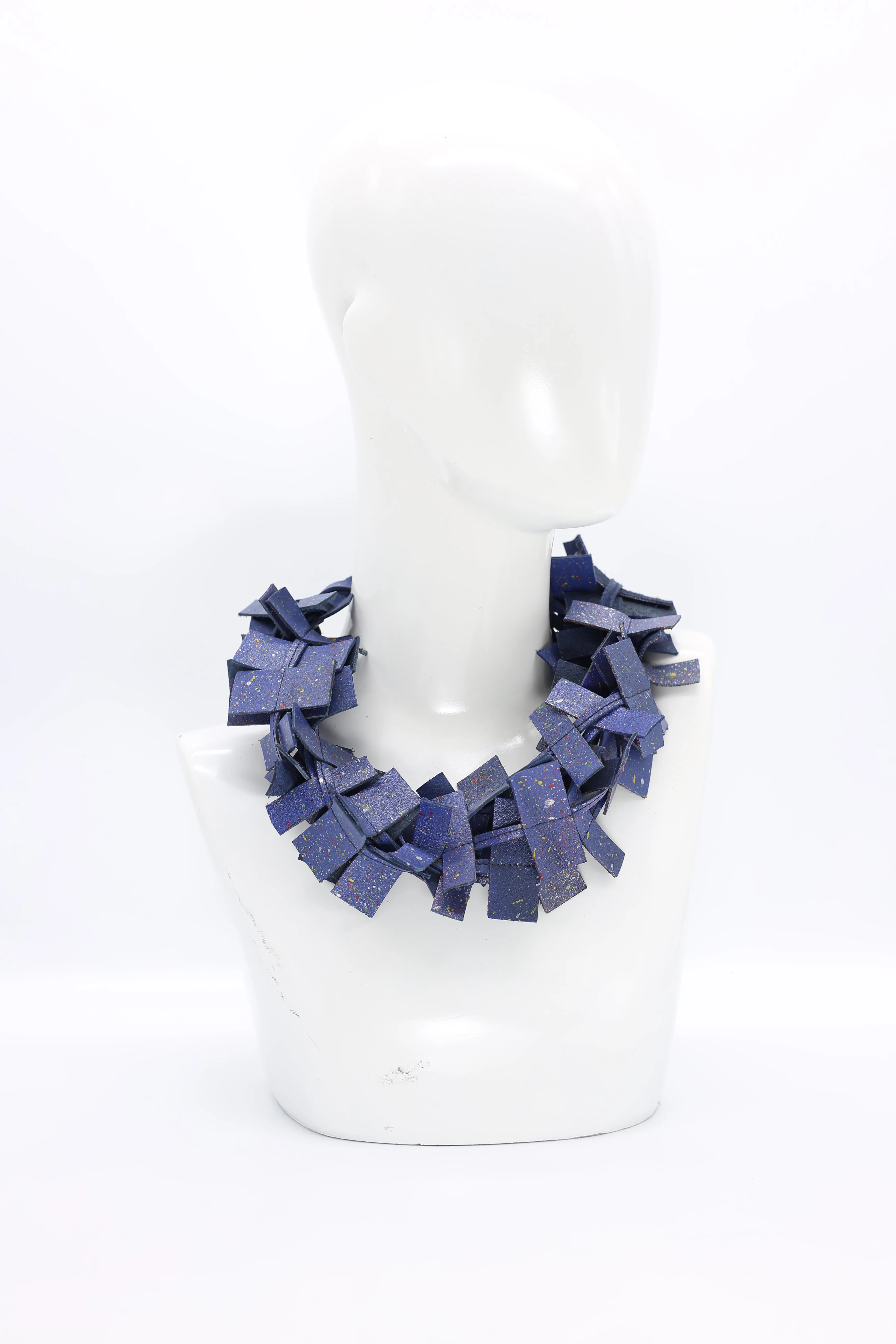 3-strand Recycled Leather Necklaces - Hand painted