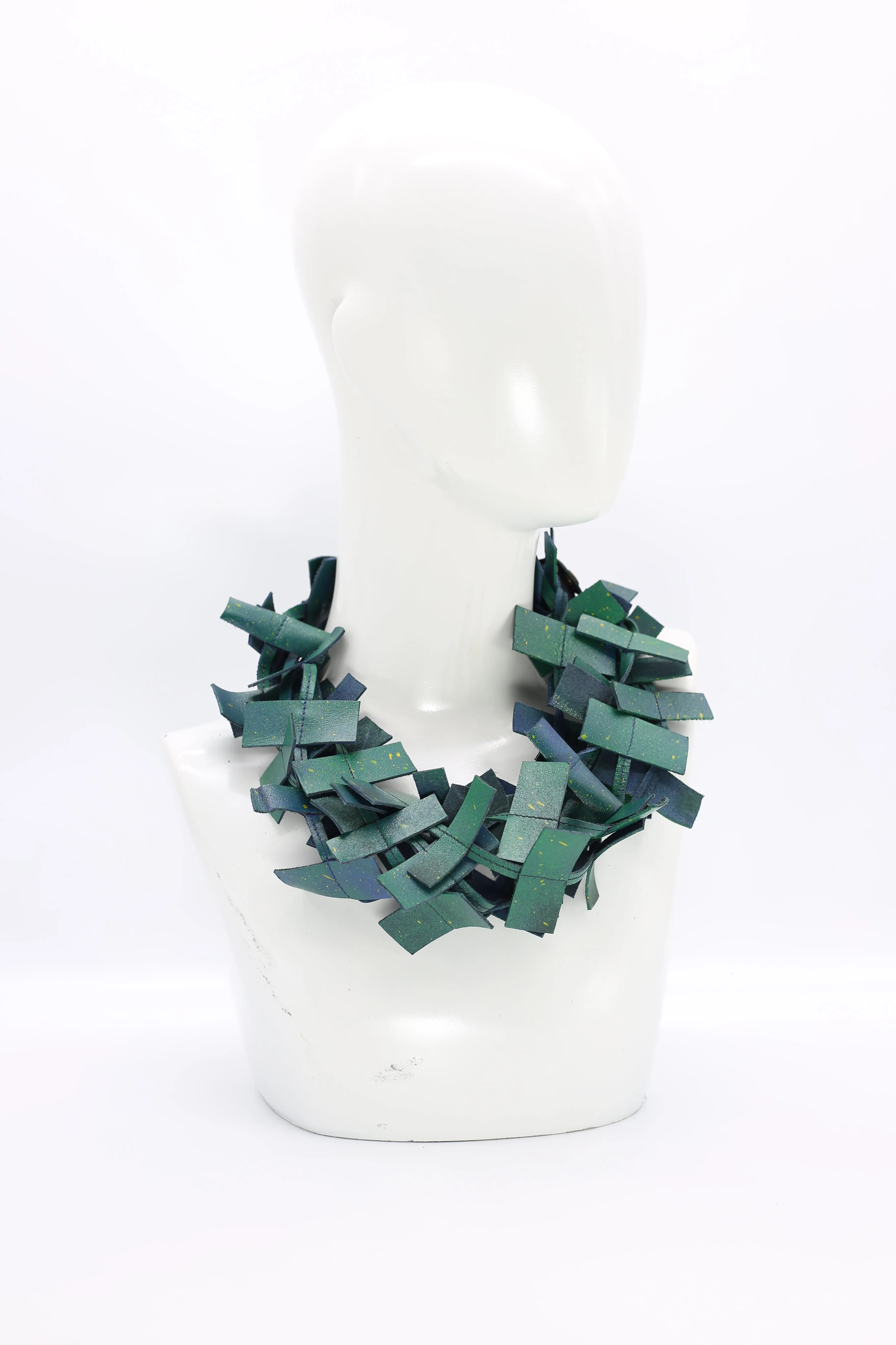 3-strand Recycled Leather Necklaces - Hand painted