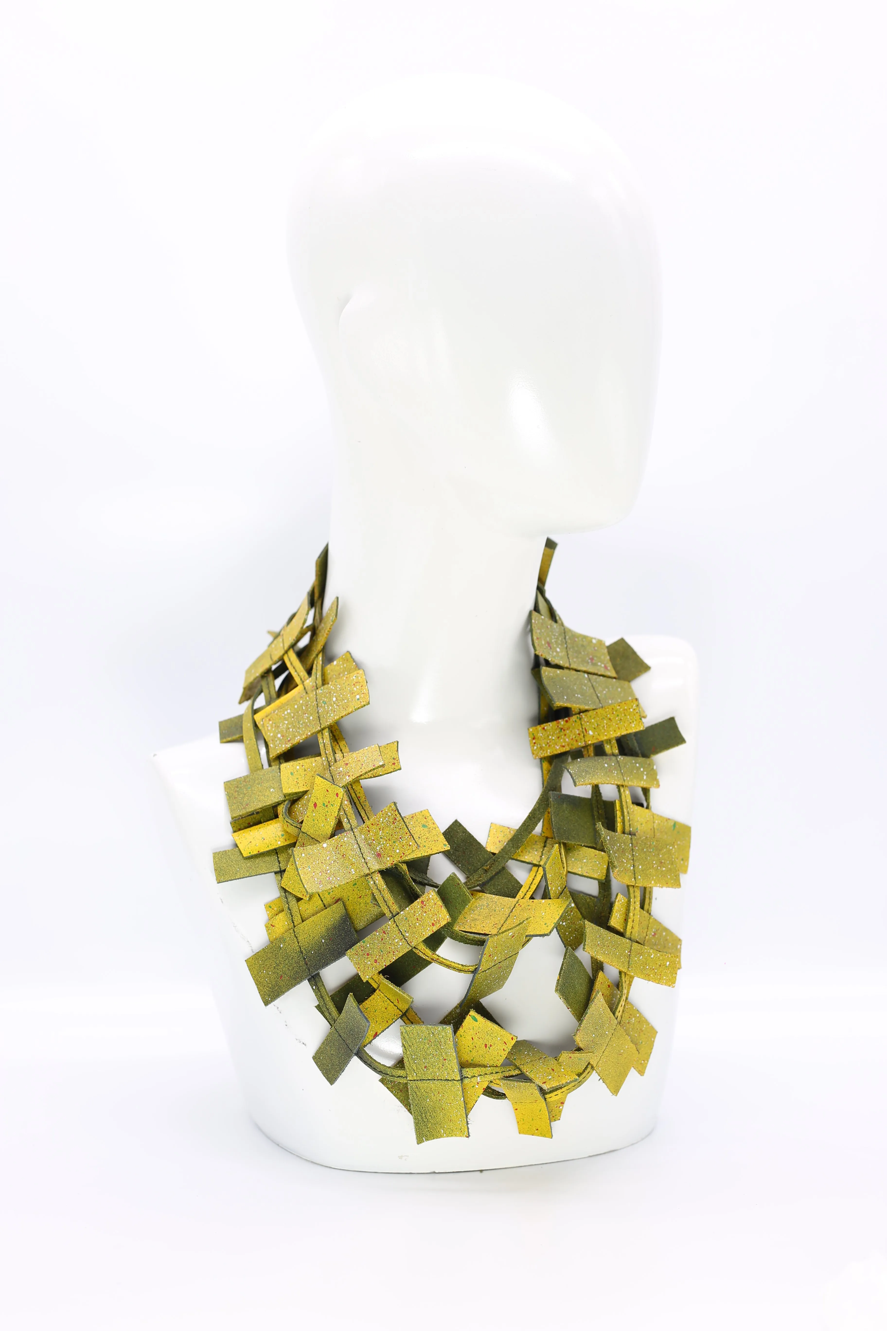 3-strand Recycled Leather Necklaces - Hand painted