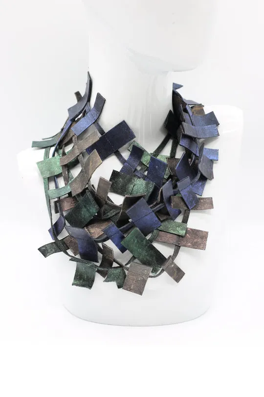 3-strand Recycled Leather Necklaces - Hand painted