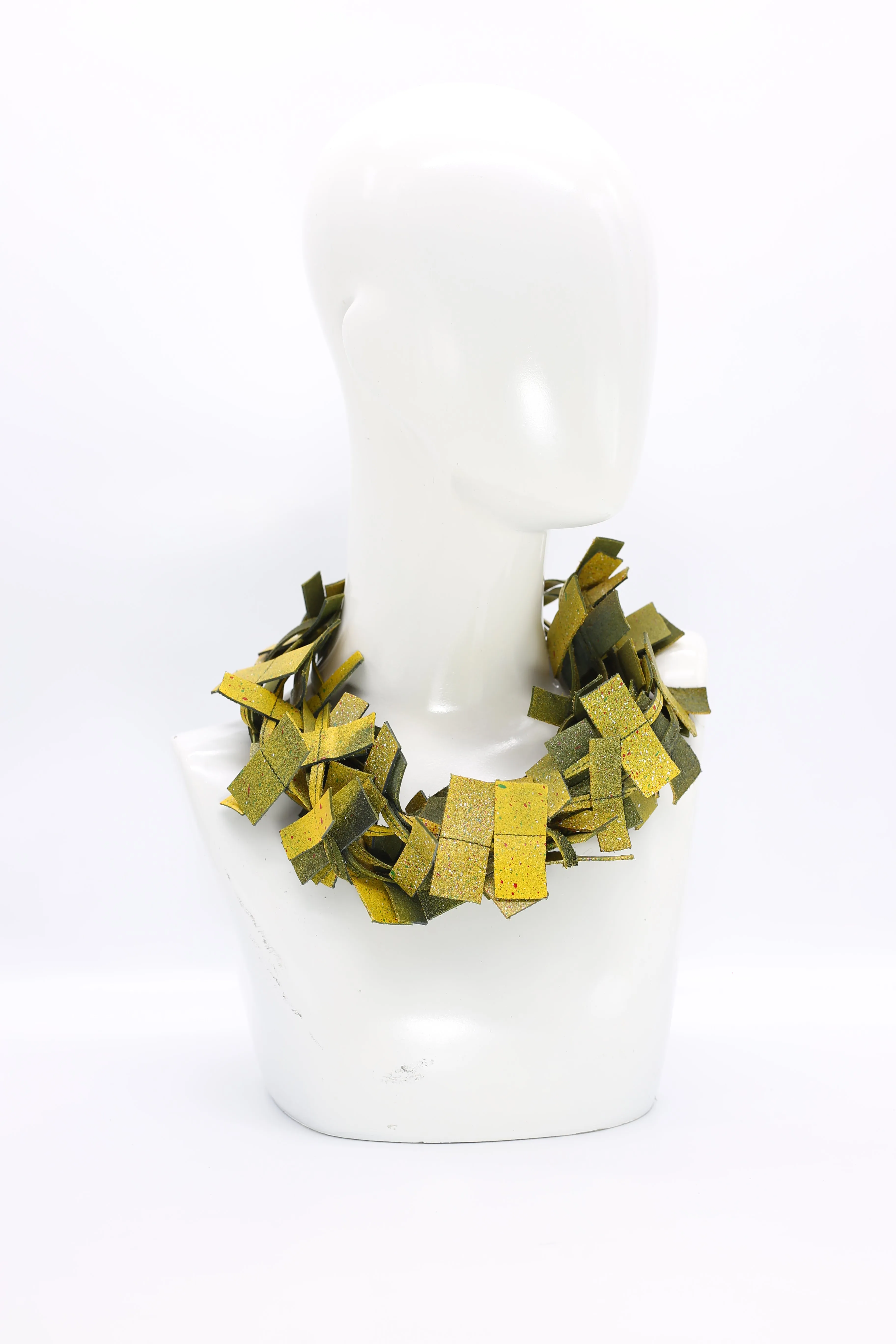 3-strand Recycled Leather Necklaces - Hand painted