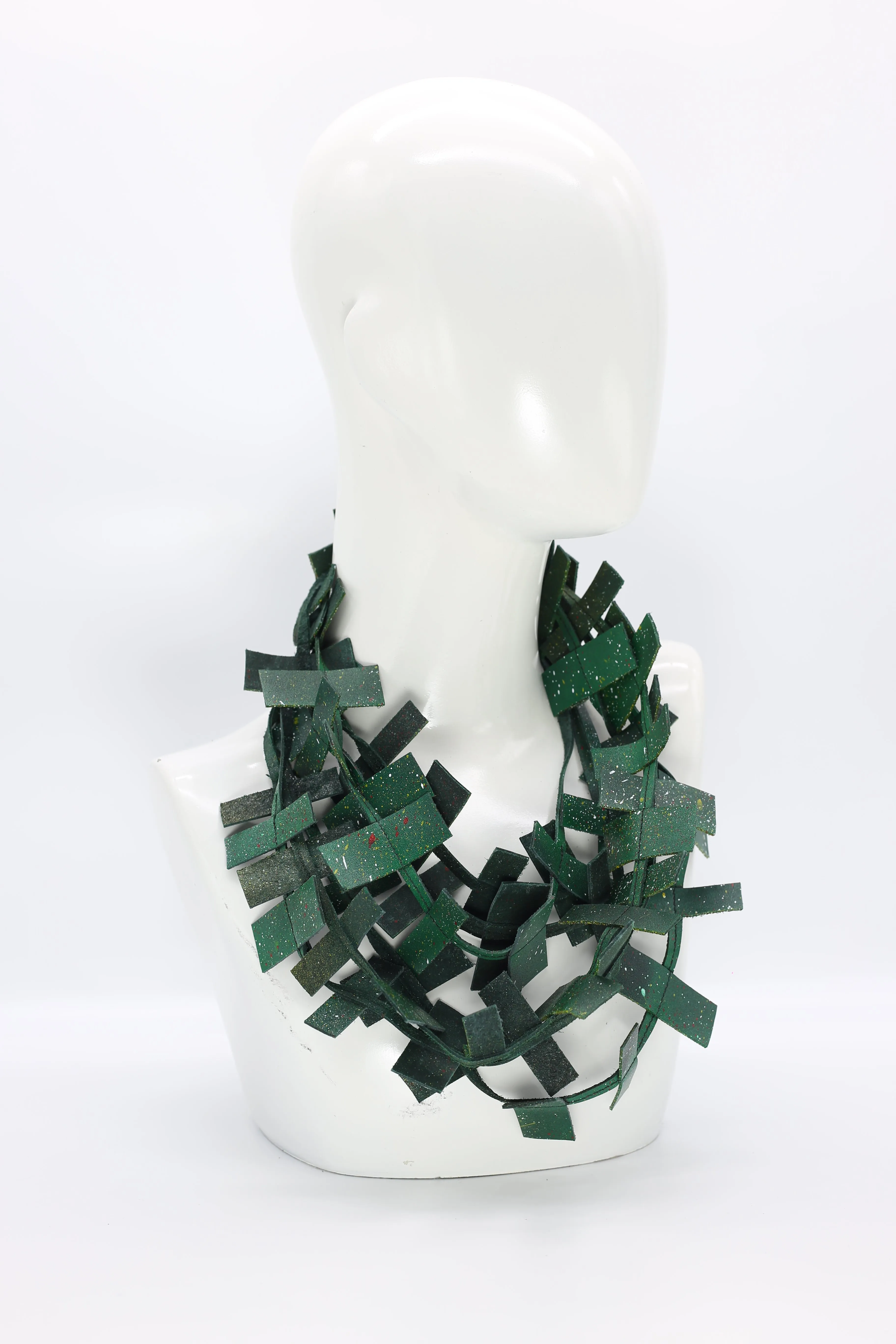 3-strand Recycled Leather Necklaces - Hand painted
