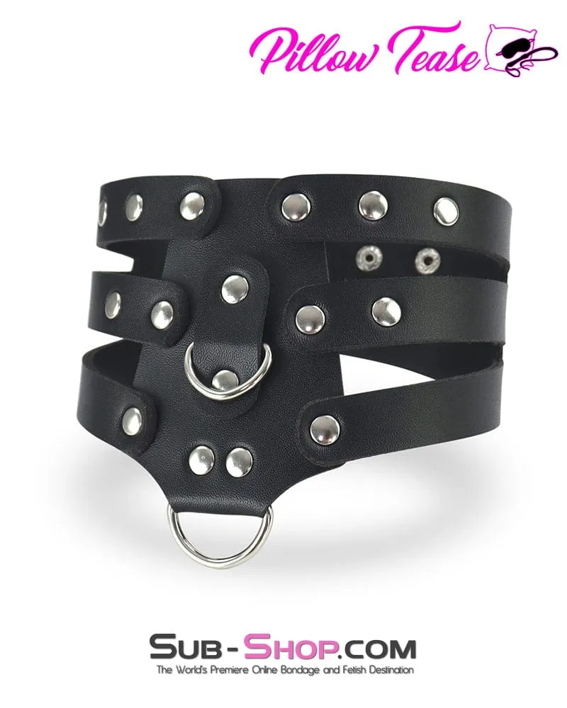 3300DL      Double D-Ring Strappy Bondage Posture Collar