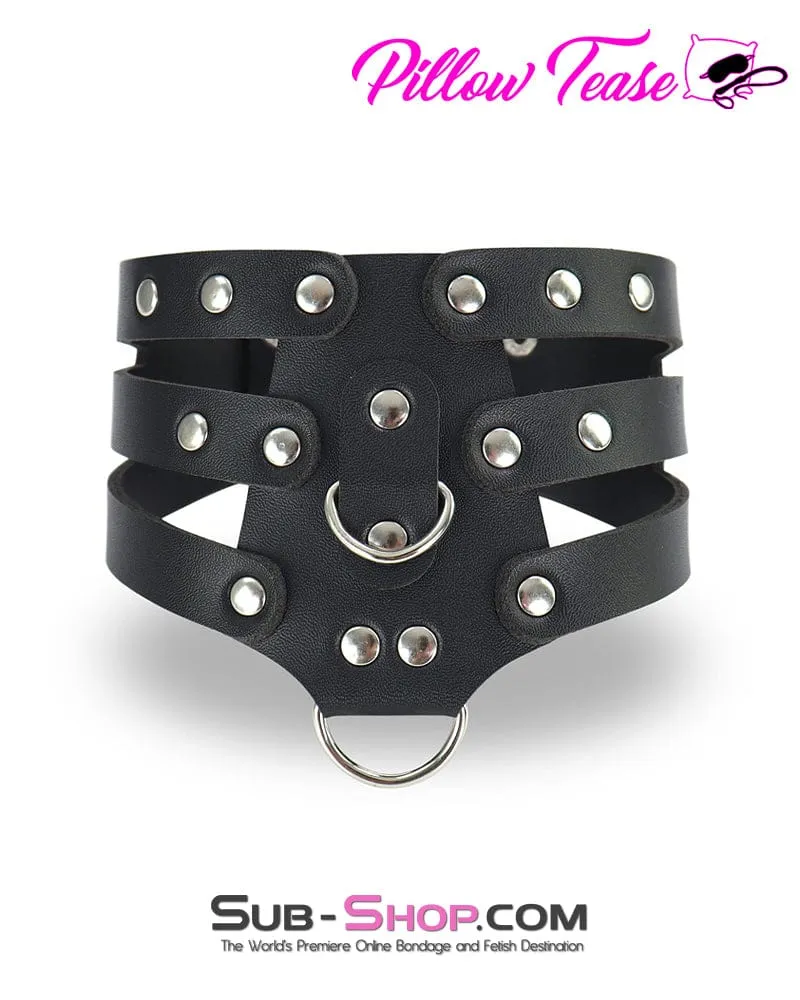 3300DL      Double D-Ring Strappy Bondage Posture Collar