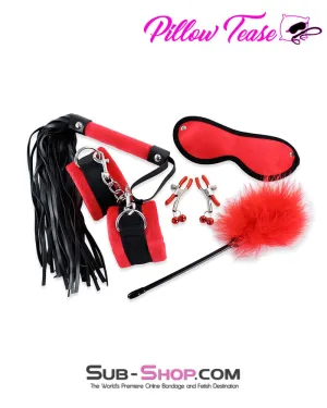 3652M      Red Room Bondage Fantasy Set with Clamps, Whip and Tickler - MEGA Deal