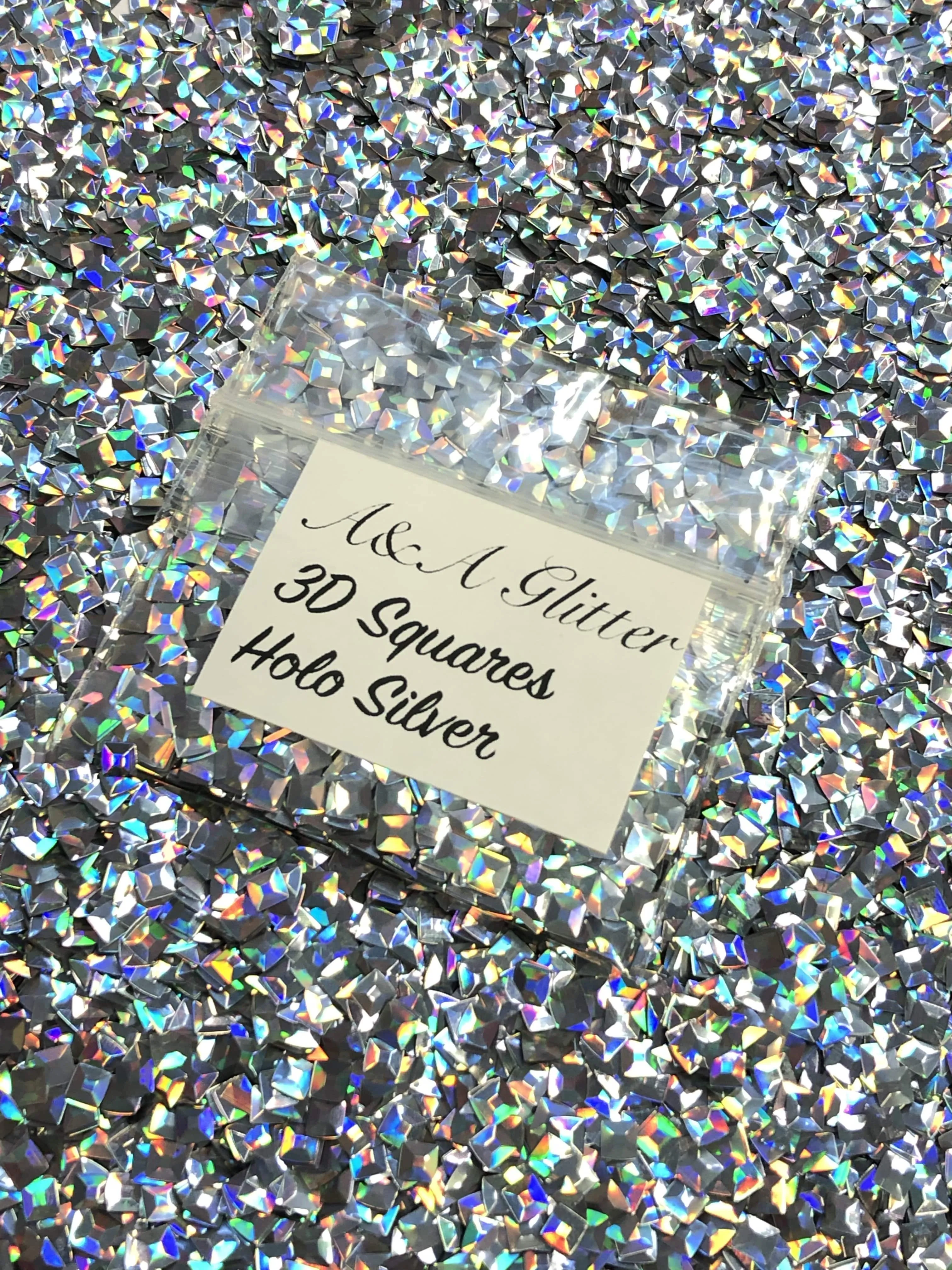 3D Squares - Holo Silver