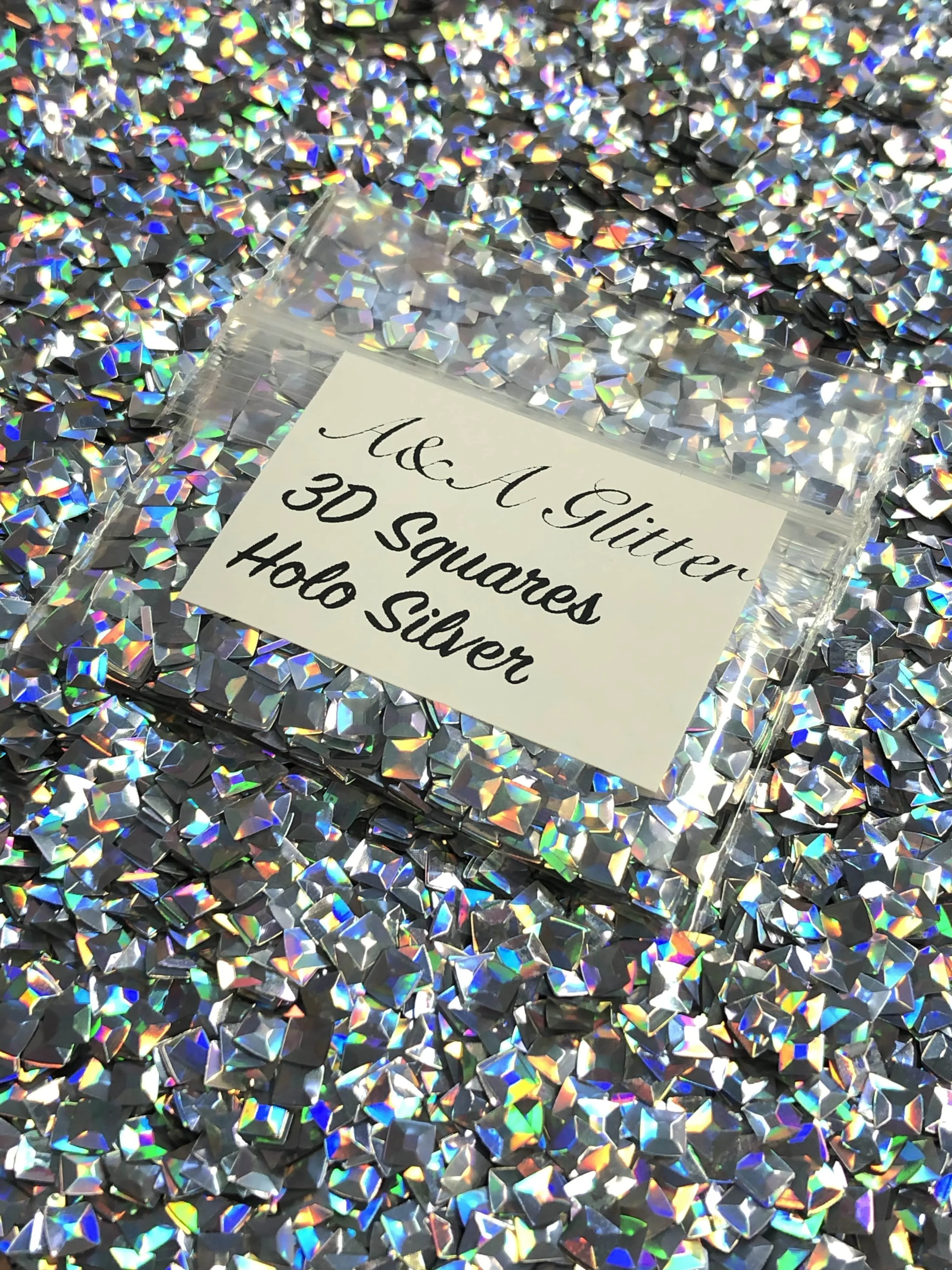 3D Squares - Holo Silver