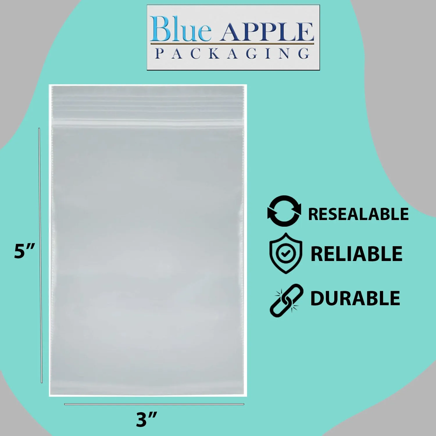 3X5 inches Reclosable Single Line Zipper Poly Bags 2 Mil (LDPE)