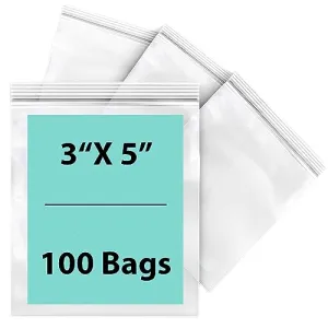 3X5 inches Reclosable Single Line Zipper Poly Bags 2 Mil (LDPE)