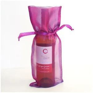 4 Rose Purple Wine Bag Gift Favor Pouch 6x14 Gift Bags Organza Satin