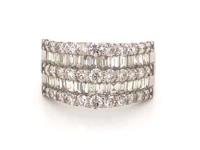 5 Row Wide Diamond Band in Platinum