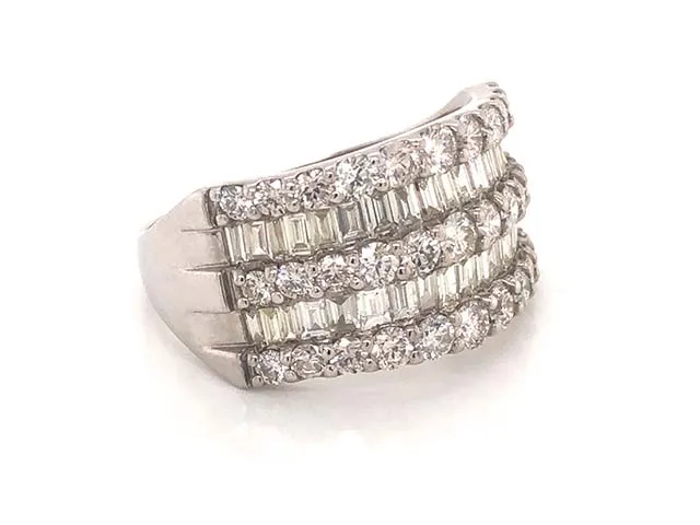 5 Row Wide Diamond Band in Platinum