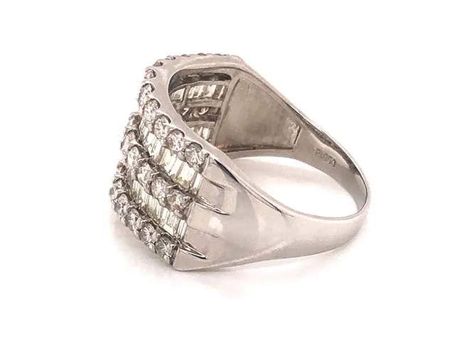 5 Row Wide Diamond Band in Platinum