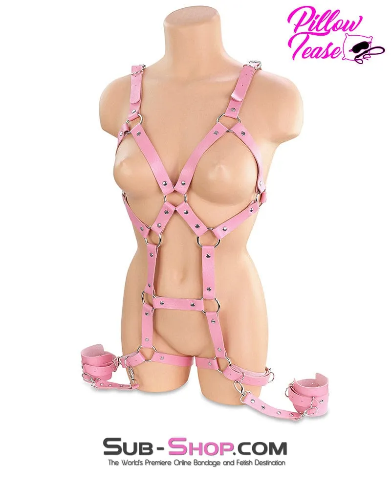 5700DL      Studded Pink Strappy Female Bondage Harness