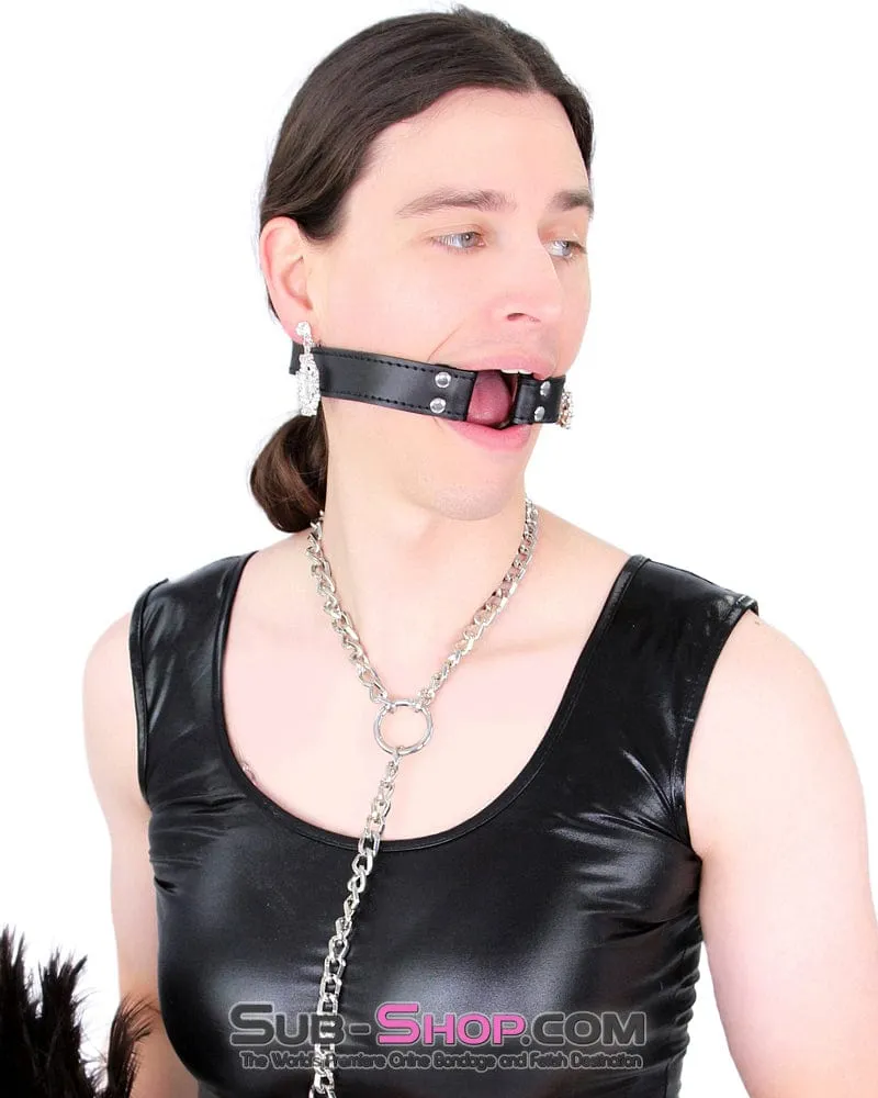 8958DL-SIS      Sissy Mistress Slave Bondage Basics Leatherette Open Mouth Ring Gag