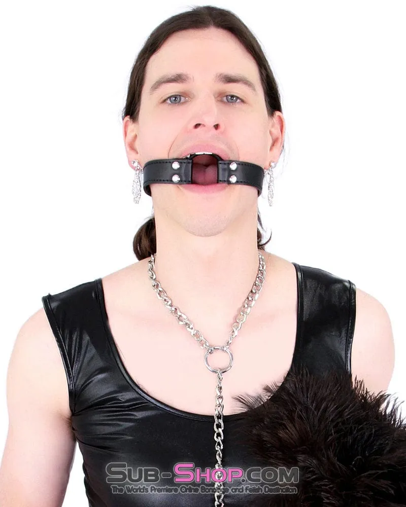 8958DL-SIS      Sissy Mistress Slave Bondage Basics Leatherette Open Mouth Ring Gag