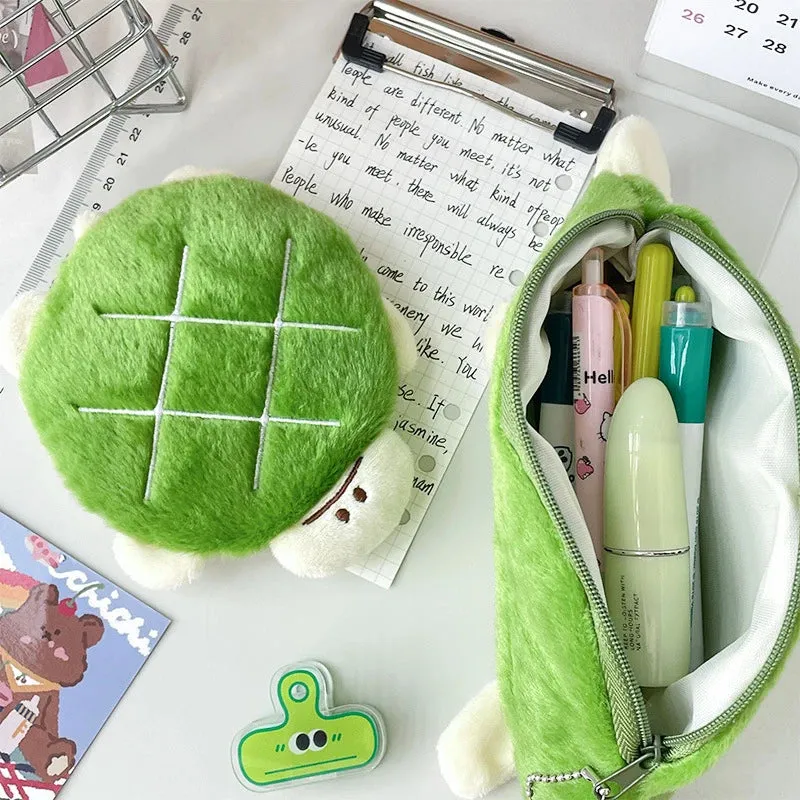 Adorable Kawaii Turtle Plush Pencil Case 🐢✨ - Multifunctional Cosmetic Bag & Coin Purse for School Supplies and Travel! 🎒💖