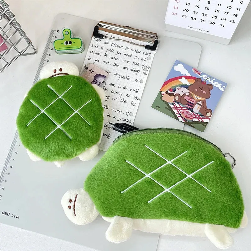 Adorable Kawaii Turtle Plush Pencil Case 🐢✨ - Multifunctional Cosmetic Bag & Coin Purse for School Supplies and Travel! 🎒💖