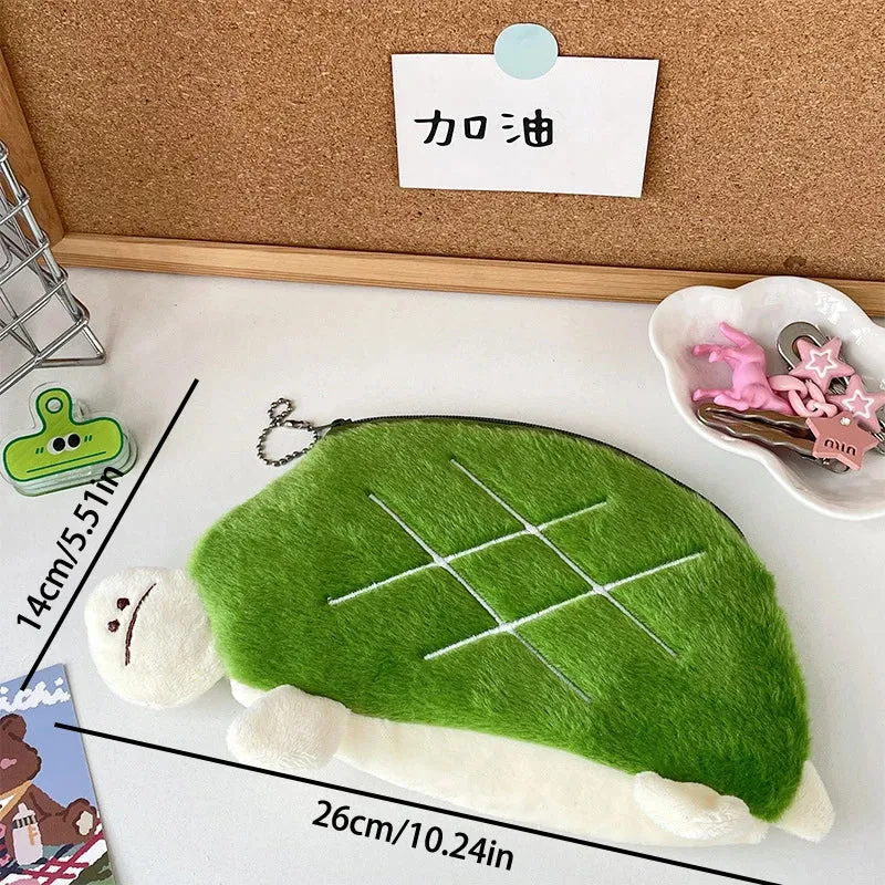 Adorable Kawaii Turtle Plush Pencil Case 🐢✨ - Multifunctional Cosmetic Bag & Coin Purse for School Supplies and Travel! 🎒💖