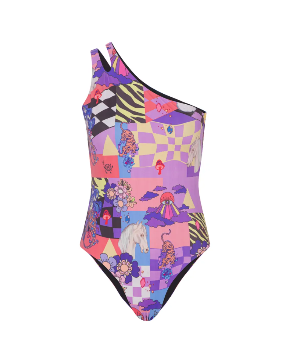 Alice One-shoulder Swimsuit - Dream World Art print