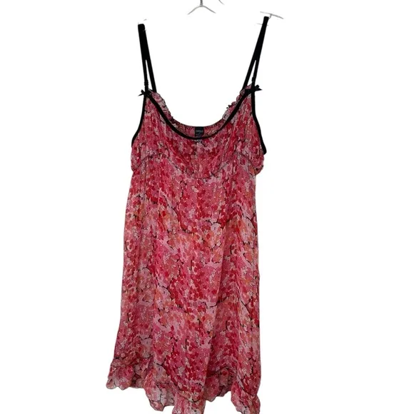 Anna Sui x Victoria’s Secret - Silk, Mini Floral Sheer Slip Bows Ruffle - Size S
