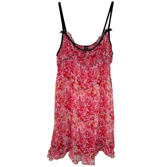 Anna Sui x Victoria’s Secret - Silk, Mini Floral Sheer Slip Bows Ruffle - Size S