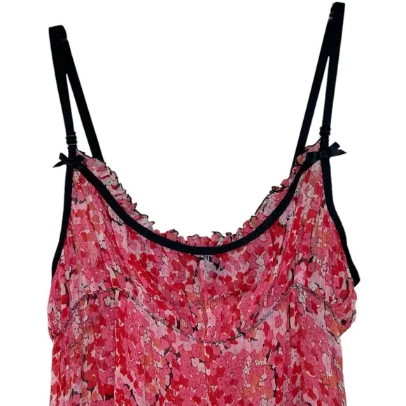 Anna Sui x Victoria’s Secret - Silk, Mini Floral Sheer Slip Bows Ruffle - Size S