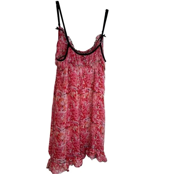 Anna Sui x Victoria’s Secret - Silk, Mini Floral Sheer Slip Bows Ruffle - Size S