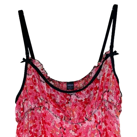 Anna Sui x Victoria’s Secret - Silk, Mini Floral Sheer Slip Bows Ruffle - Size S