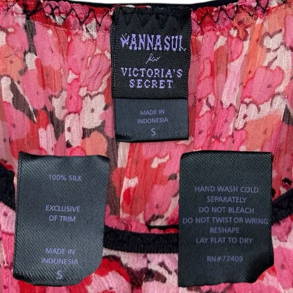 Anna Sui x Victoria’s Secret - Silk, Mini Floral Sheer Slip Bows Ruffle - Size S