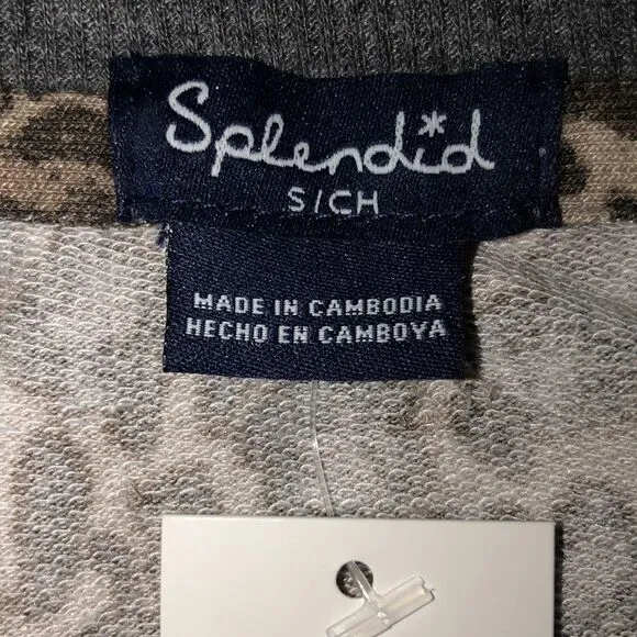Anthropologie Splendid S Lively Leopard Gray PJ Lounge Crewneck &amp; Jogger Set