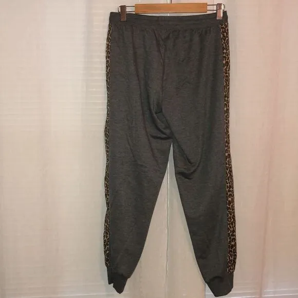Anthropologie Splendid S Lively Leopard Gray PJ Lounge Crewneck &amp; Jogger Set