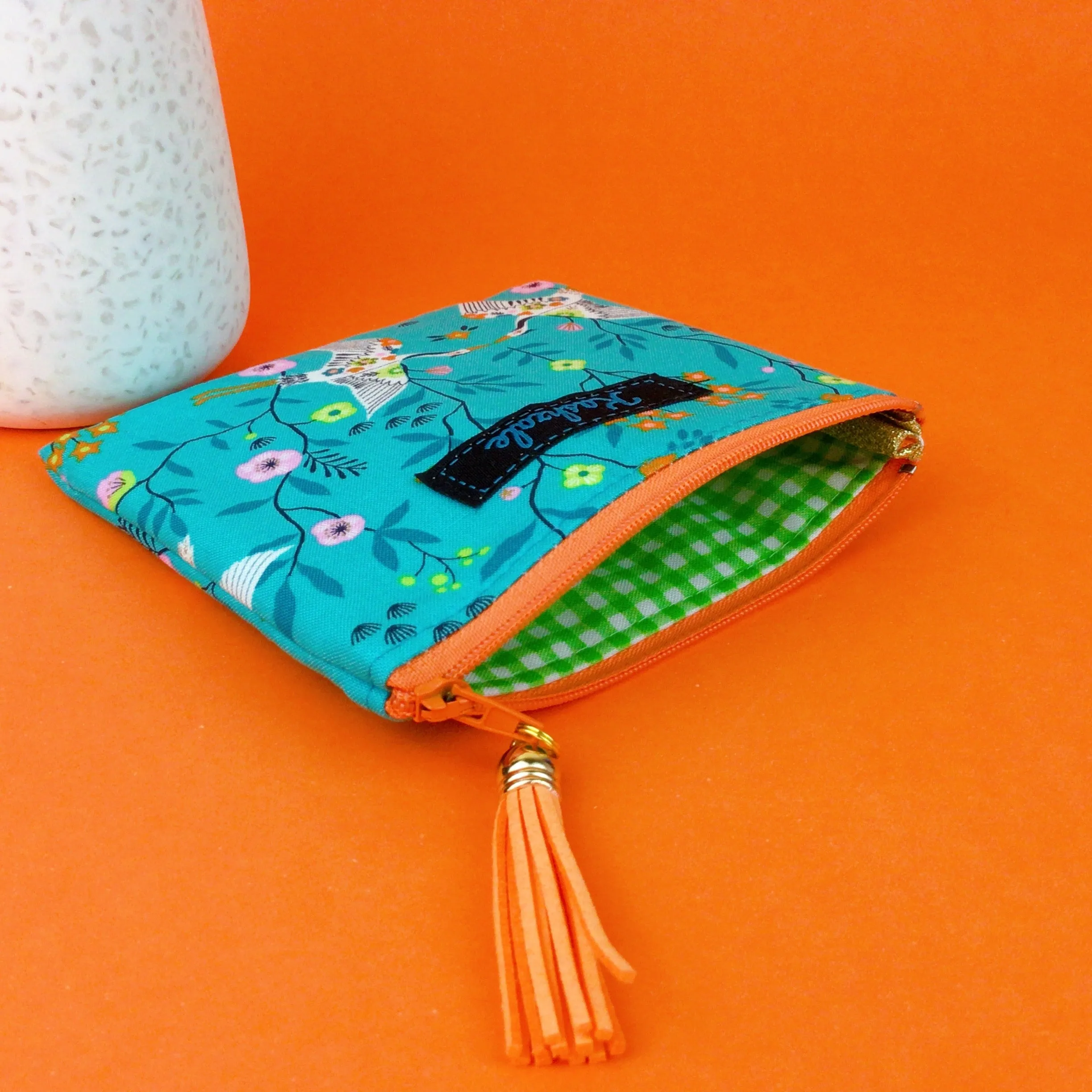 Aqua Cranes Coin Purse. Aqua Coin Purse