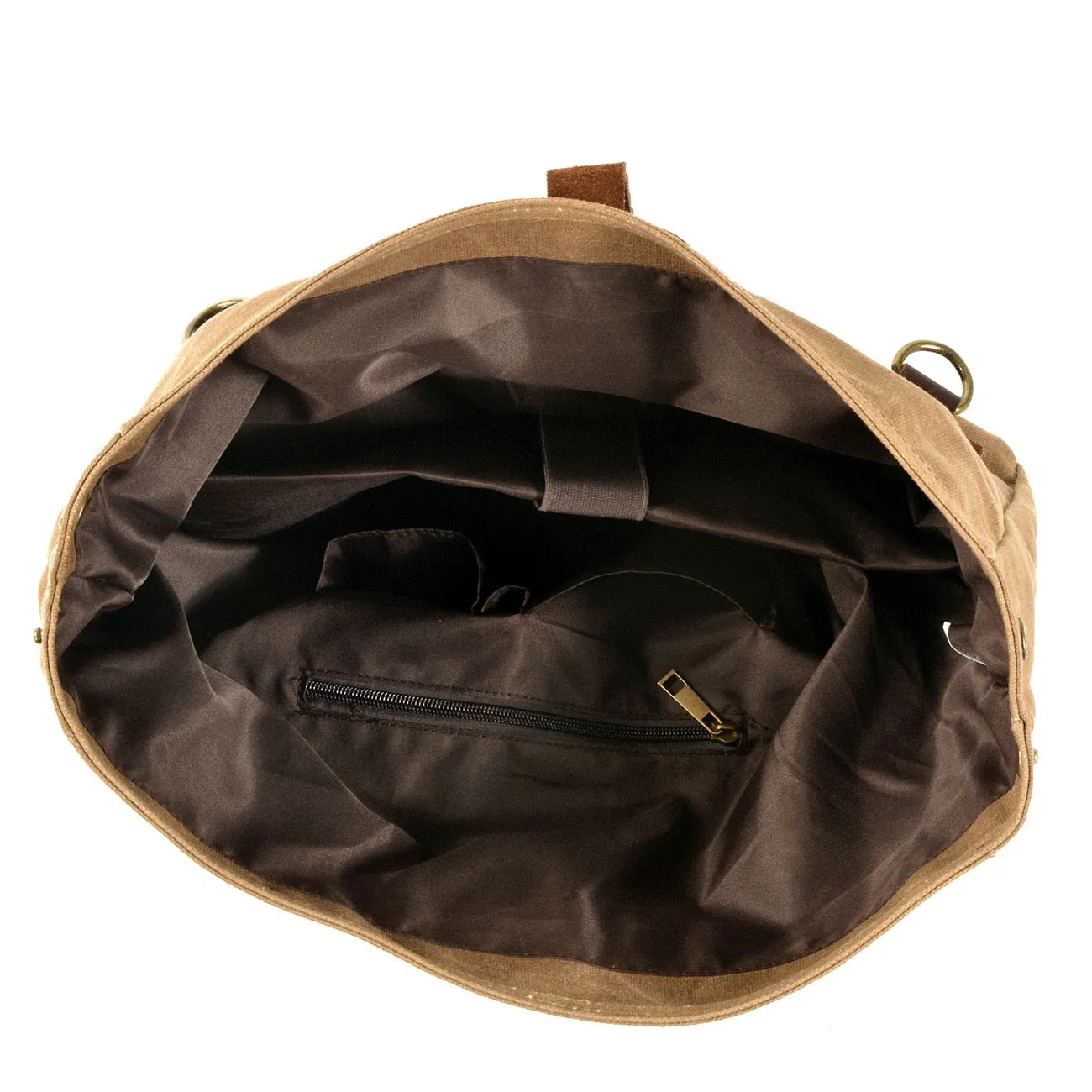 Armada Canvas Messenger Bag Biker Bag, Army Green/Brown/Gray, 14 inches